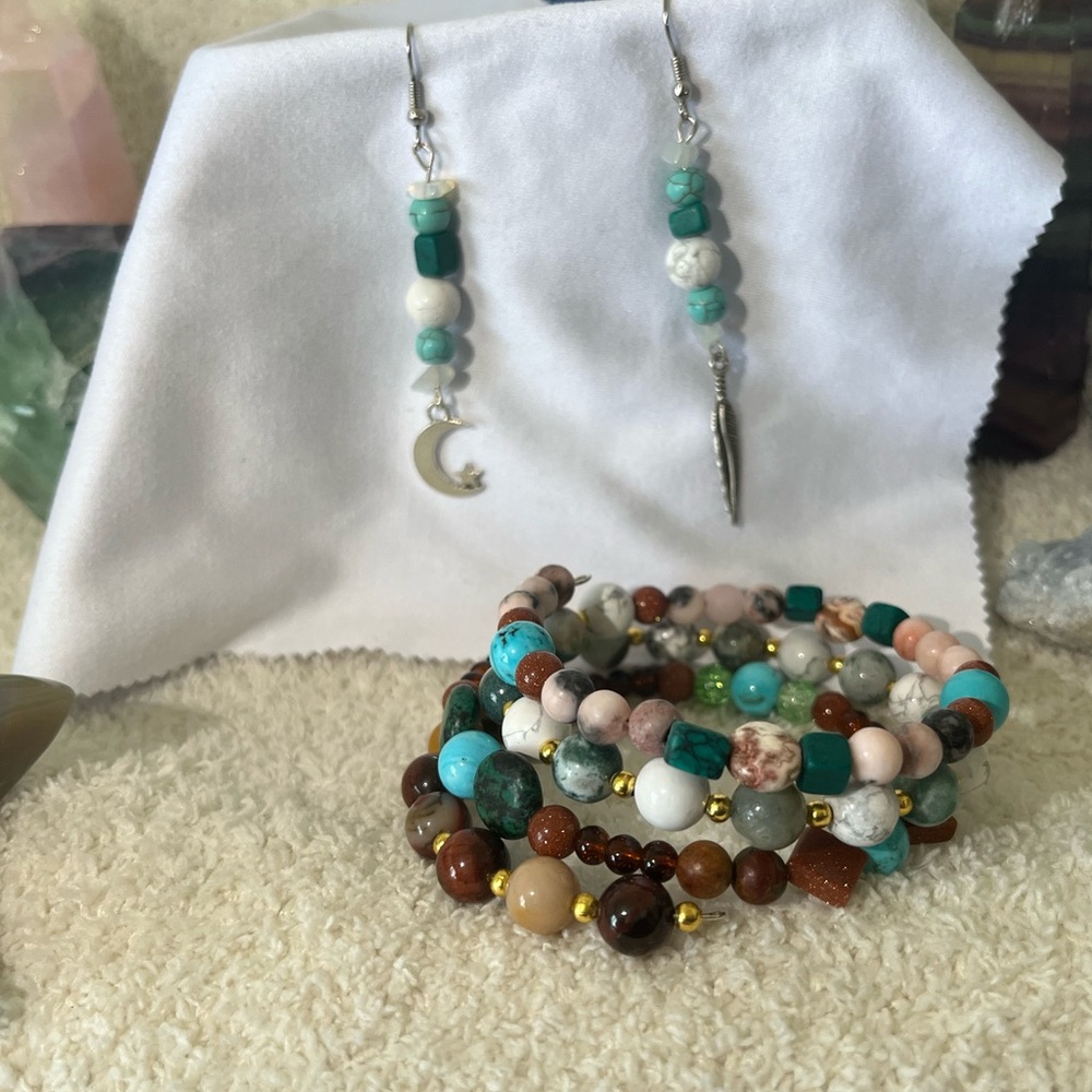 Stacked bracelet style set Earrings included